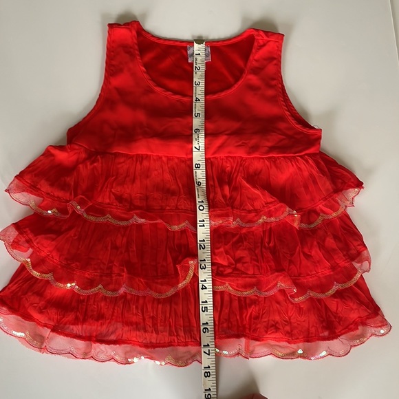 Brilliant orange red scalloped top with ruffles and shimmer!!! Shake it up!! - Picture 5 of 10